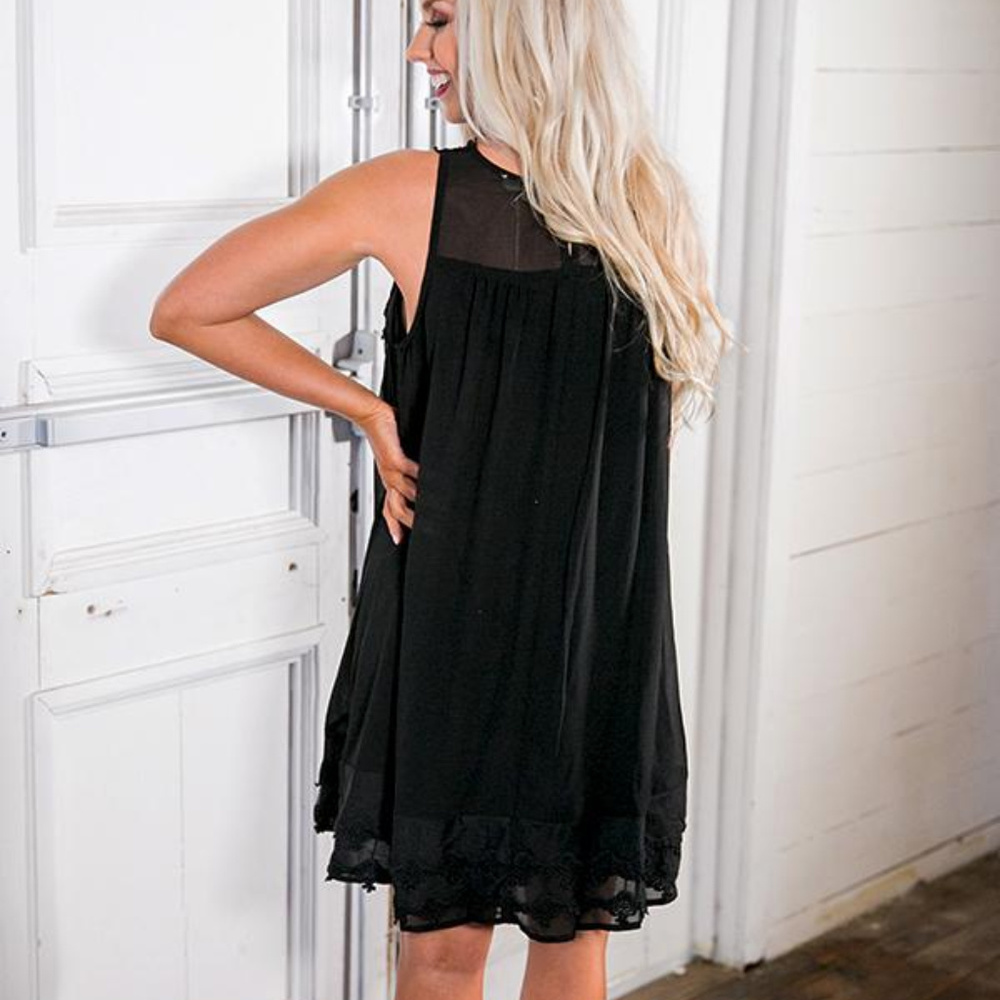 Simple Pleasures Crochet Dress In Black - Picture 7 of 7